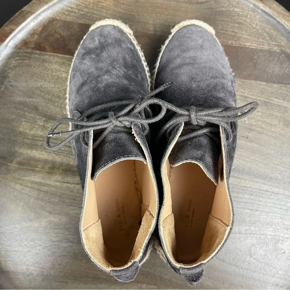 Rag & Bone Geneva Suede Wedge Lace Front Espadrilles Size‎ Women